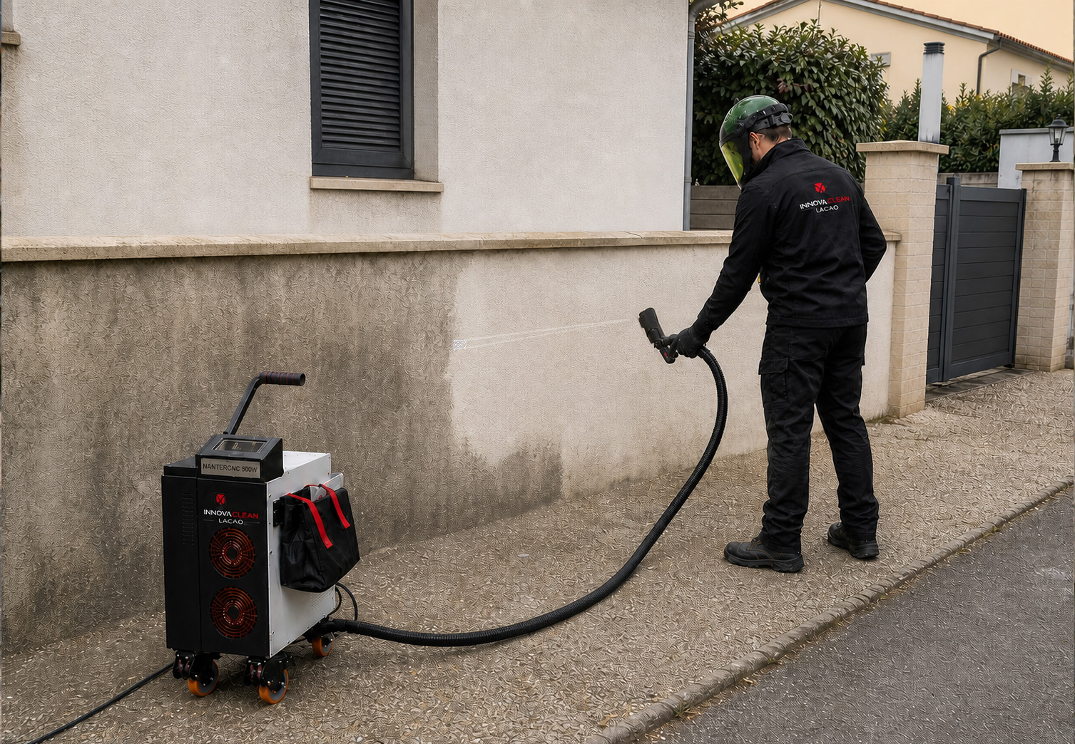 decapage-mur-maison nettoyage laser rue